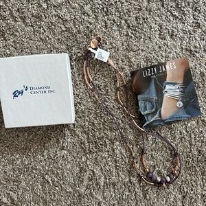 Lizzy James Rose Gold & Purple Layered Cord Necklace